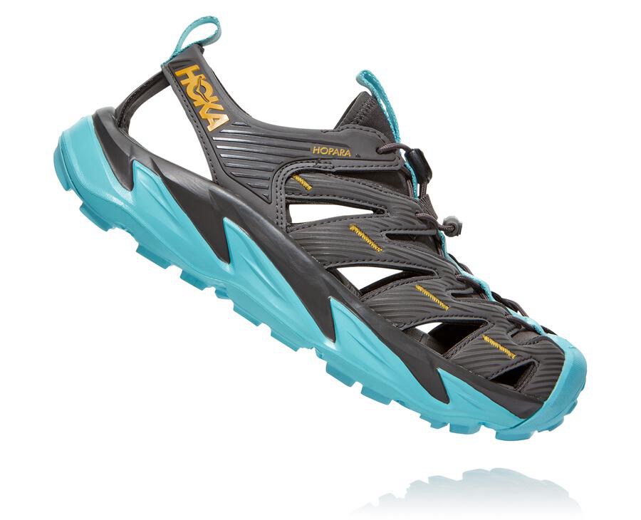 Hoka Australia One One Hopara - Womens Sandals Dark Grey - UQPJZ-2359